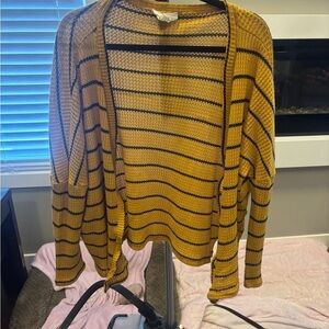 Sadie & Sage Mustard Yellow Striped Cropped Cardigan